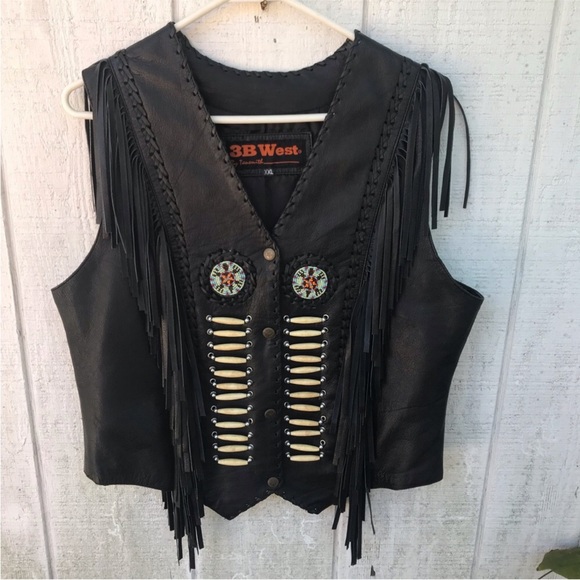 Like New! Fringed leather vest! - Picture 3 of 16